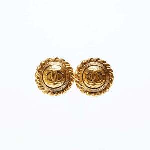 CHANEL Gold Logo Earrings